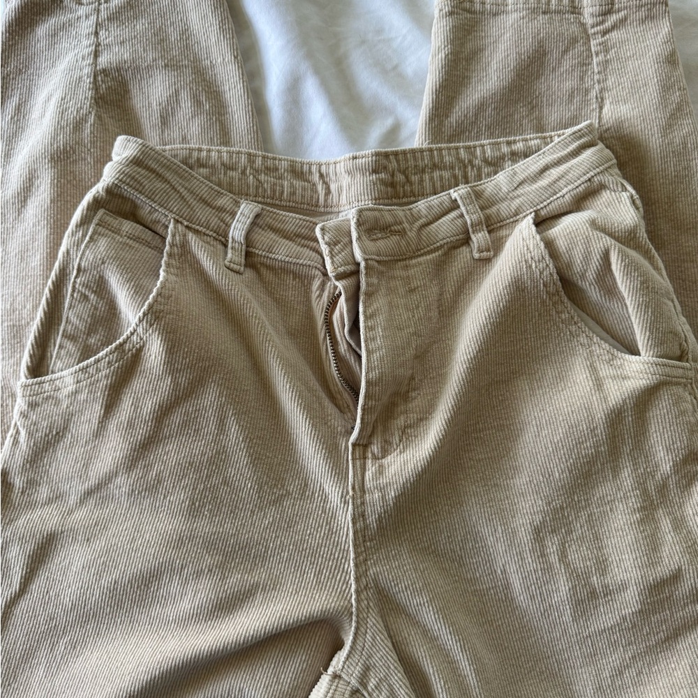 SHEIN Beige Corduroy Women's High-Waist Pants